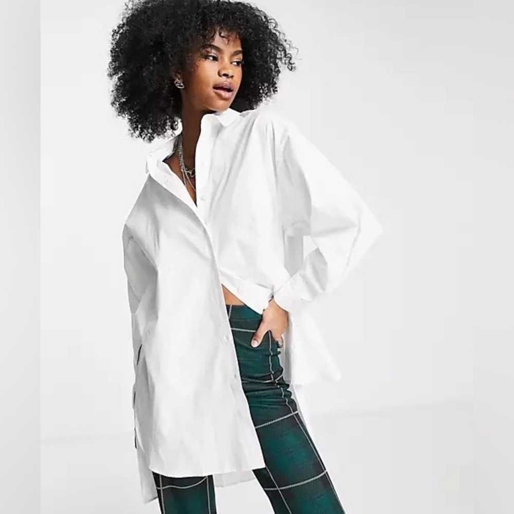 Topshop White Oversized Button-Down Shirt